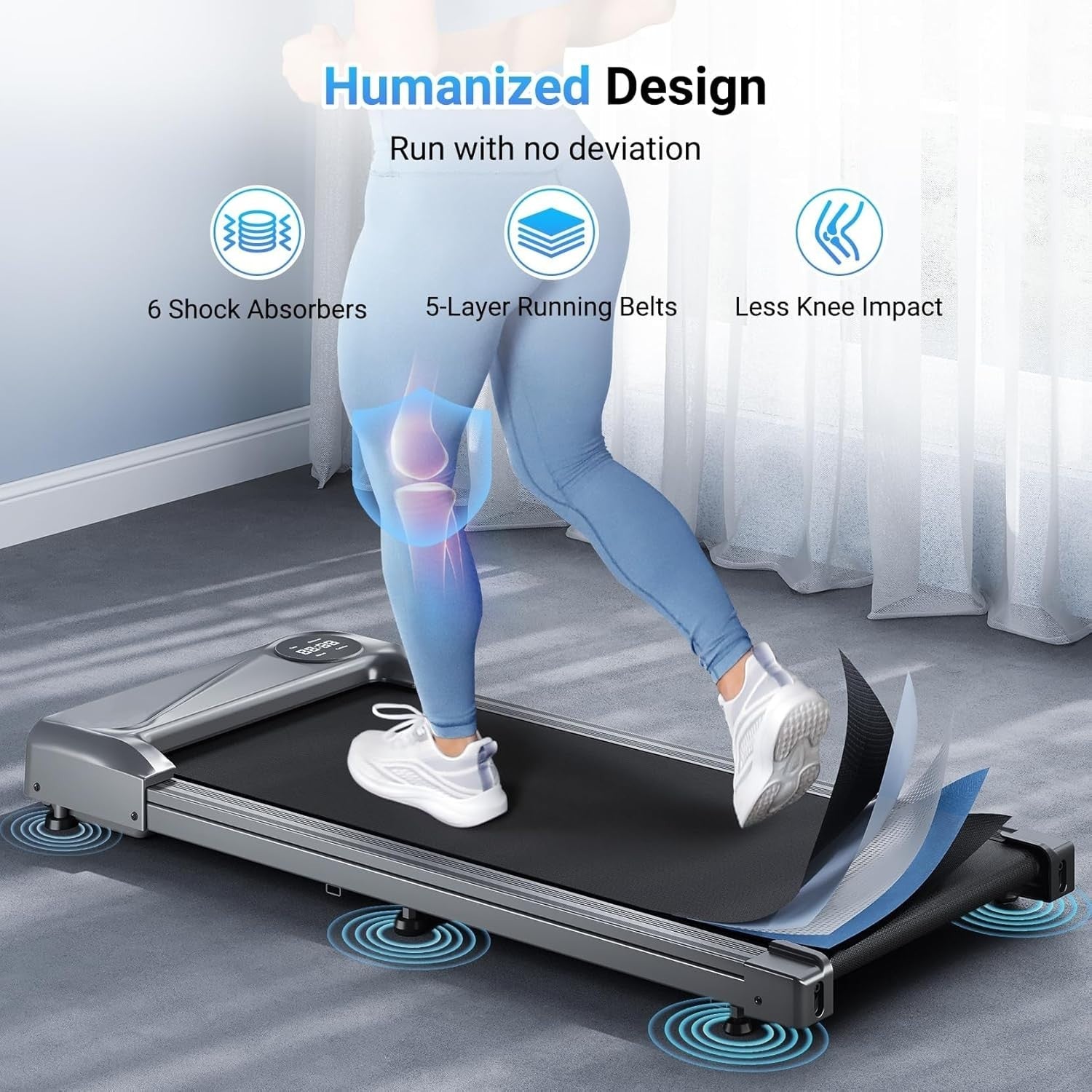 Under Desk Walking Treadmill 2.5HP Portable Home Office Jogging Machine