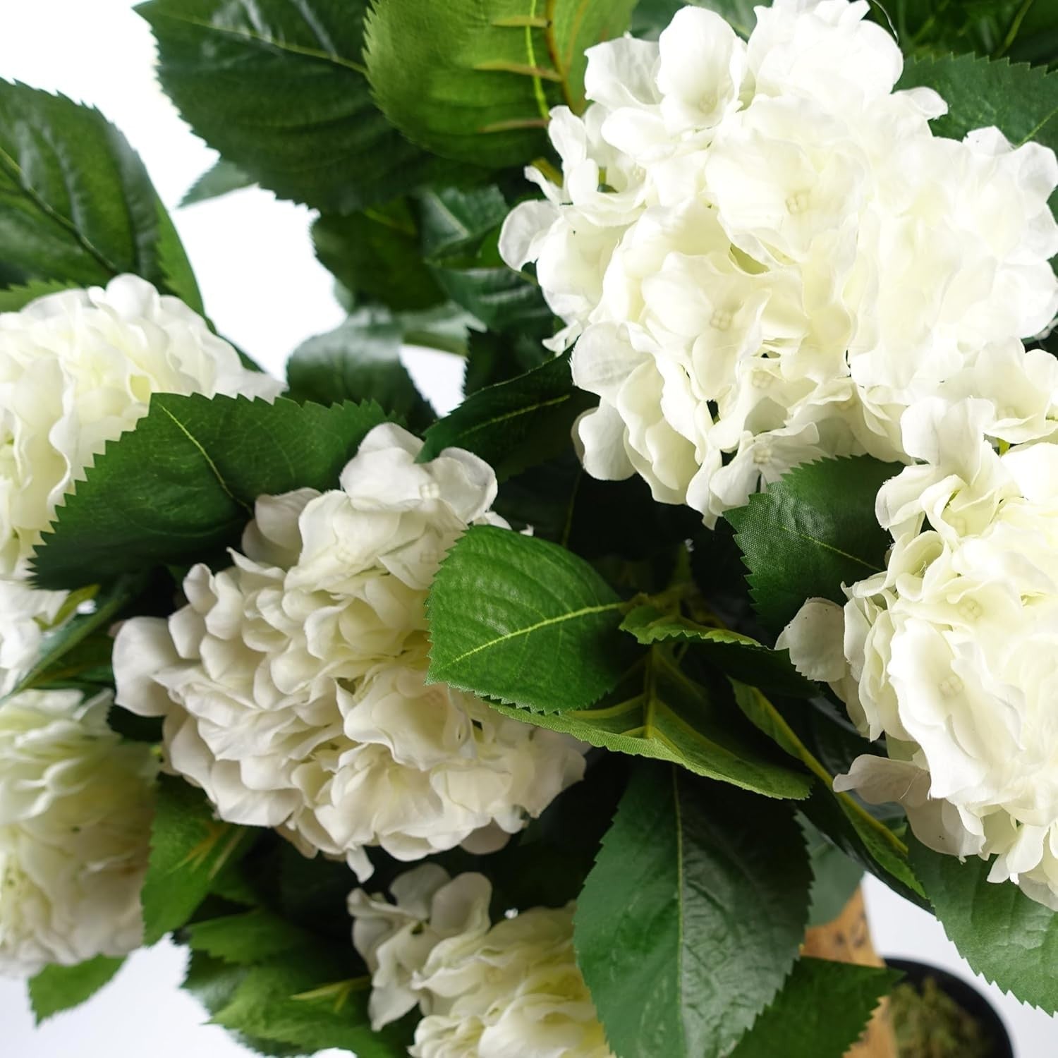 75cm Artificial White Hydrangea Blossom Tree Floral Plant in Pot Home Decoration