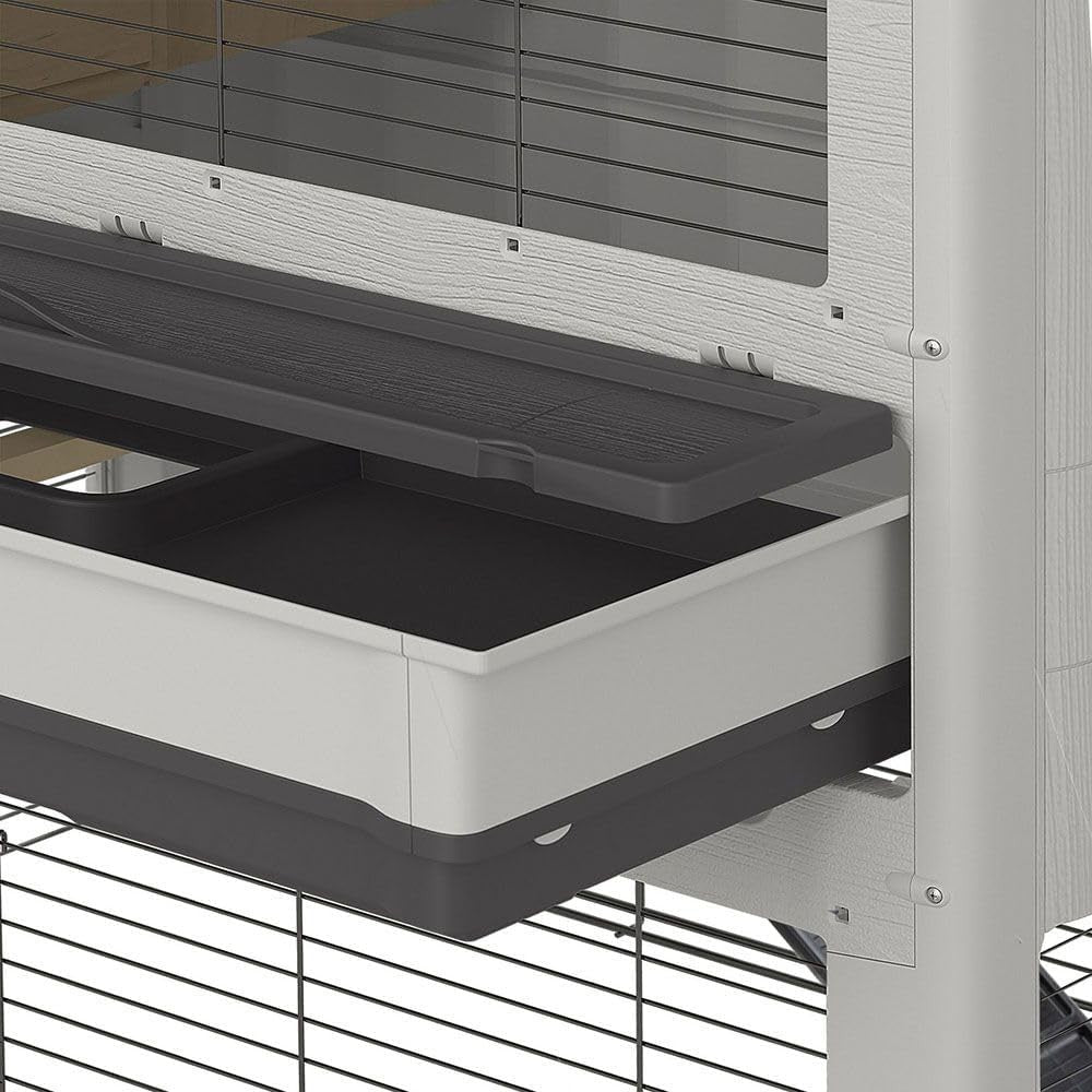 Large Double Tier Rabbit Hutch Outdoor Cage with Ramp Easy Clean Tray