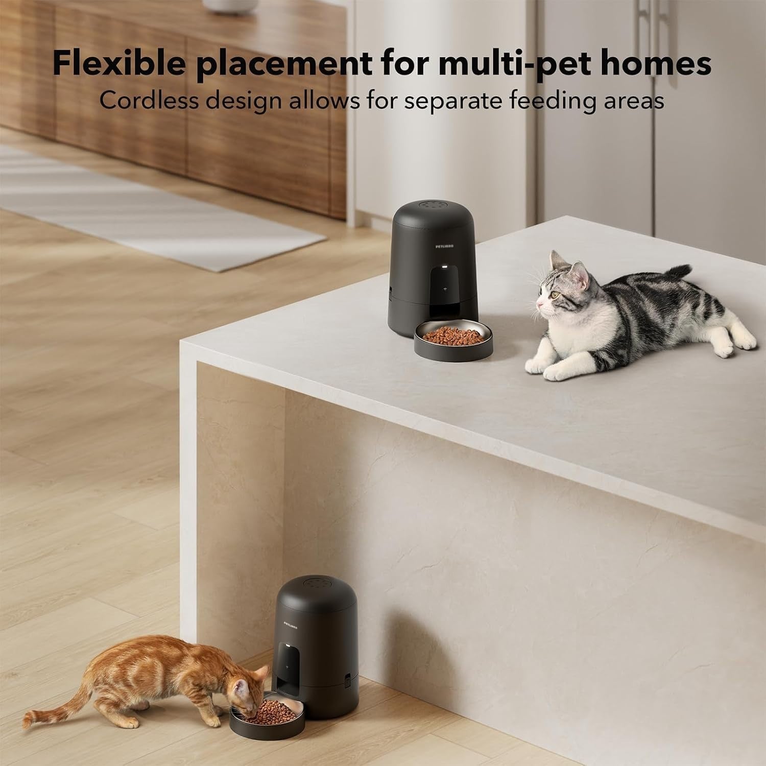 Automatic Cat Feeder WiFi App Control Rechargeable Timer Food Dispenser