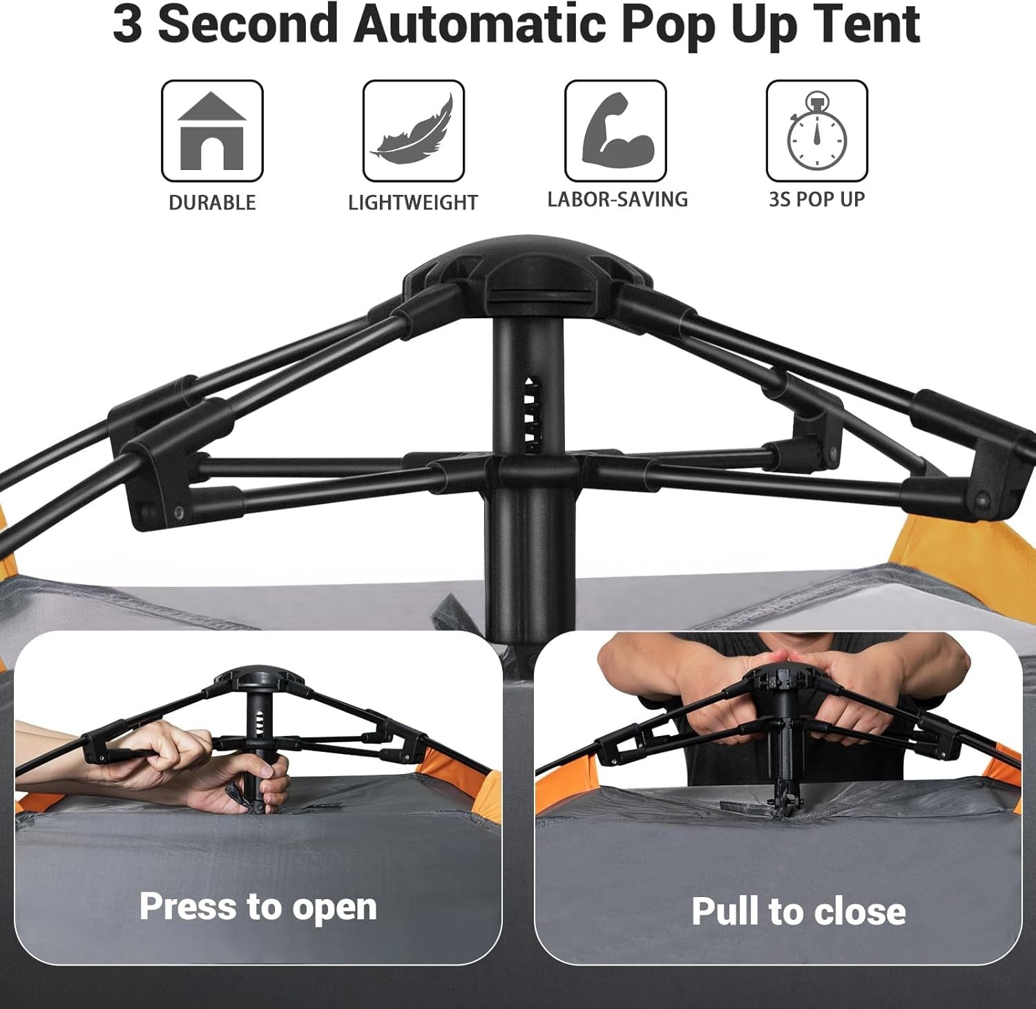 3 Man Pop Up Camping Tent 4 Season Waterproof Dome