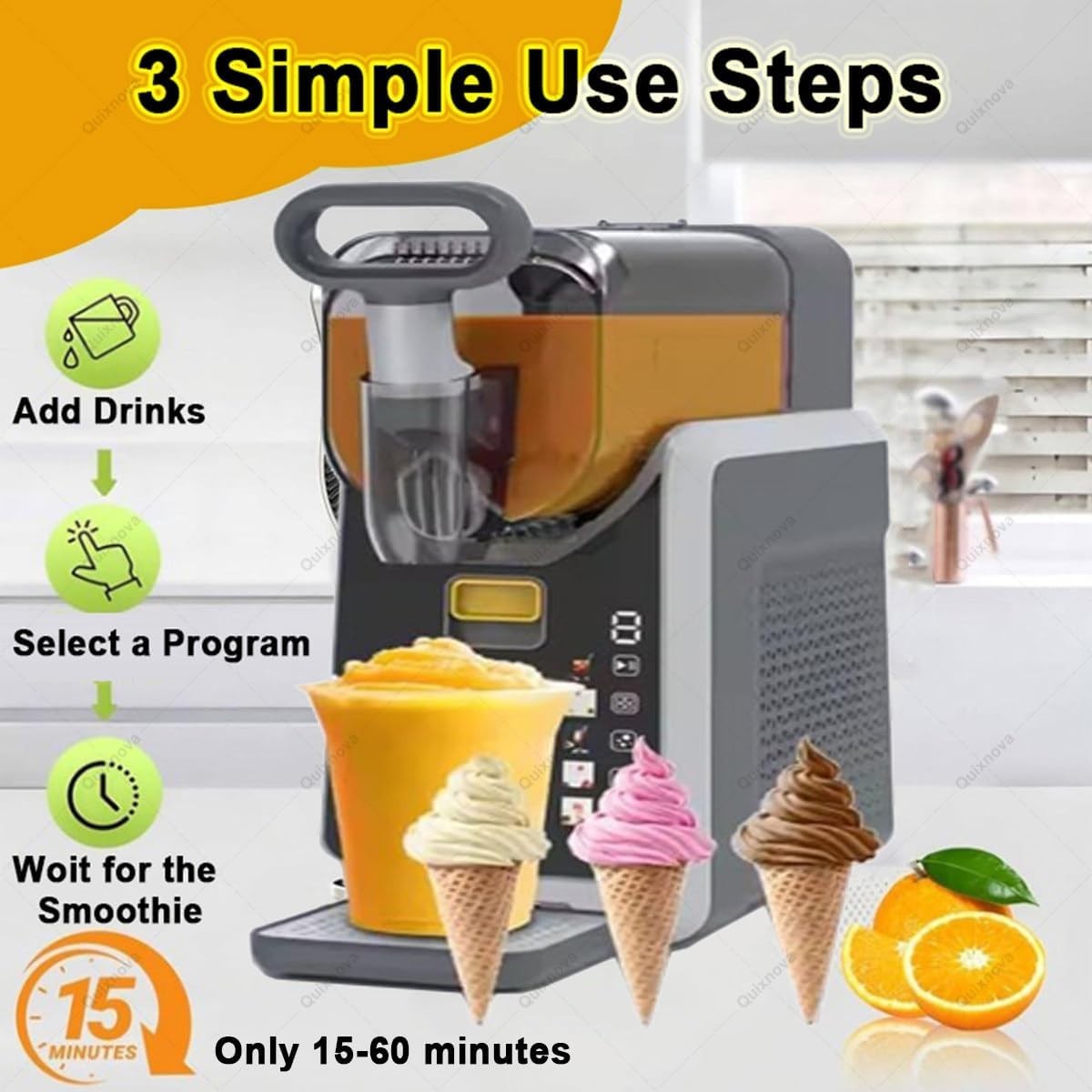 Frozen Drink Slush Machine 2L No Ice Fast Freeze Auto Clean Cocktail Maker