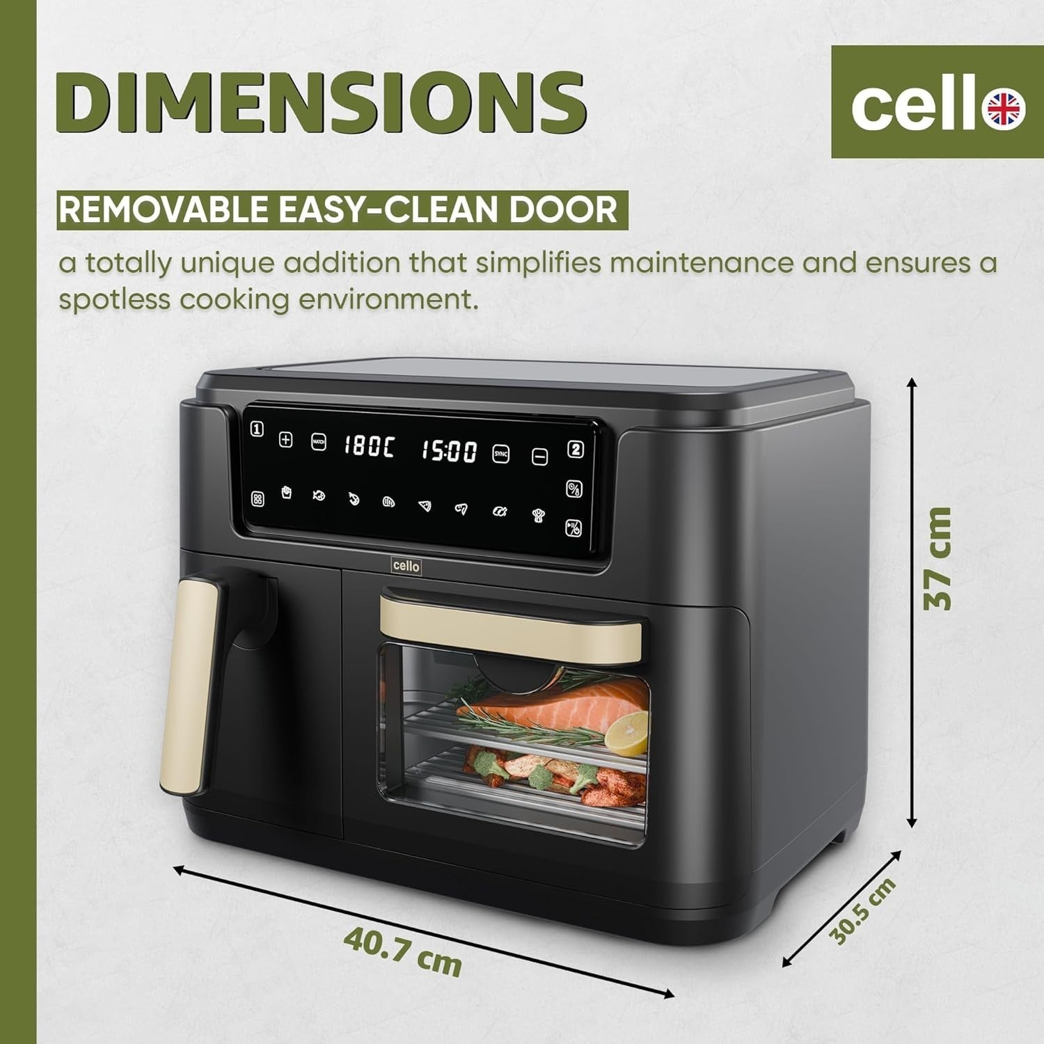 11L Dual Zone Air Fryer 2400W | 3.5L + 7.5L Drawers | 8-in-1 | Sage Black