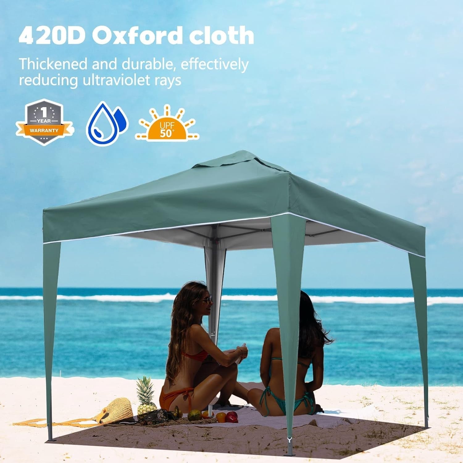 3x3M Green Pop Up Gazebo With Removable Sides Waterproof Outdoor Tent