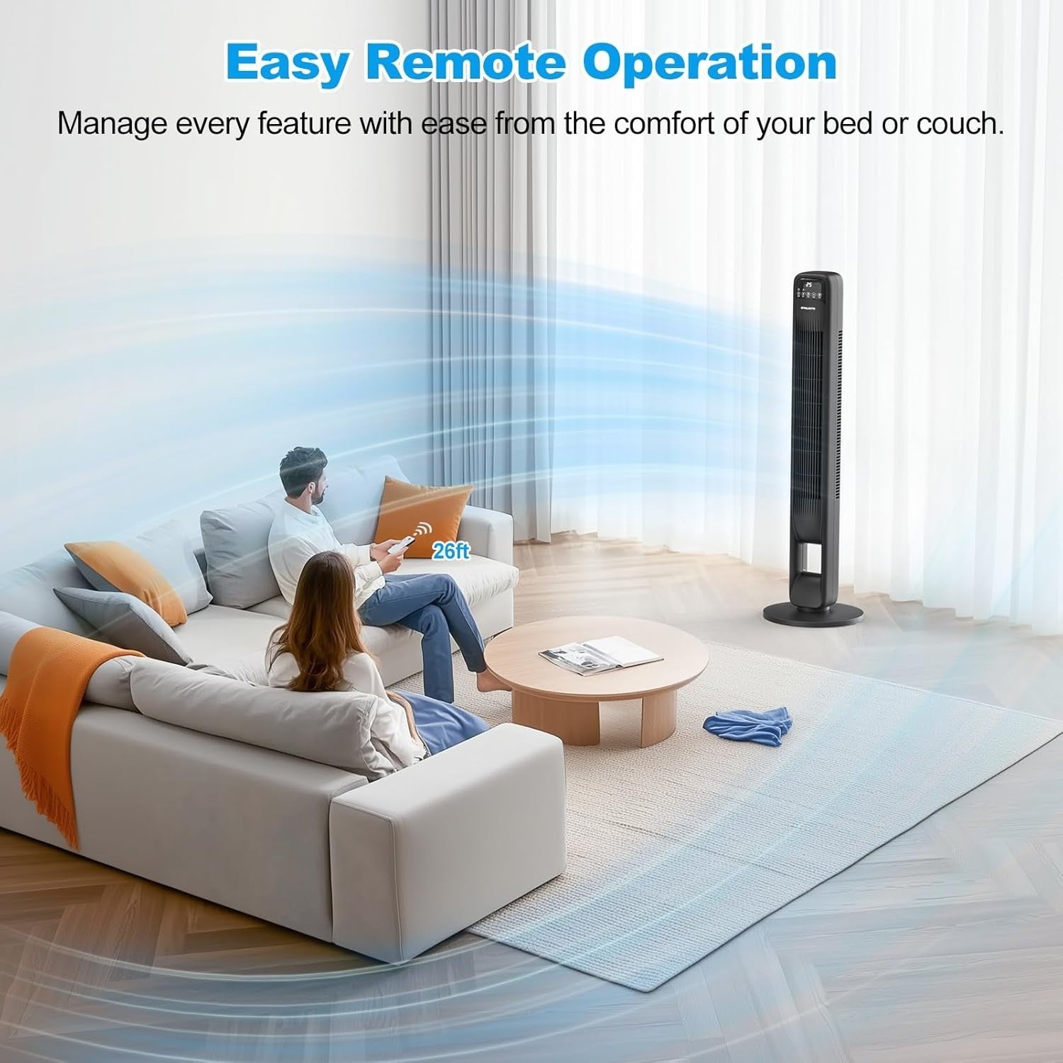 Tower Fan with Remote 40-Inch 3-Speed Oscillating Cooling Quiet Timer Display