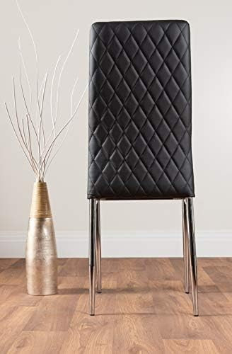 Modern Black Glass Dining Table Set with 6 Black Chairs 140x80x75cm