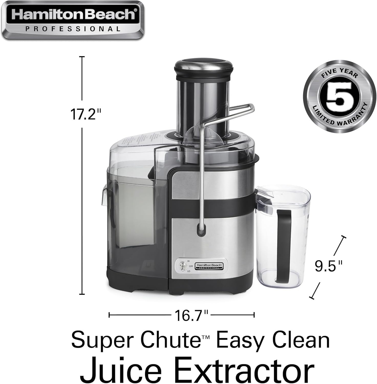 Professional Juicer Machine 1100W 3.5in Wide Chute Fast Easy Clean