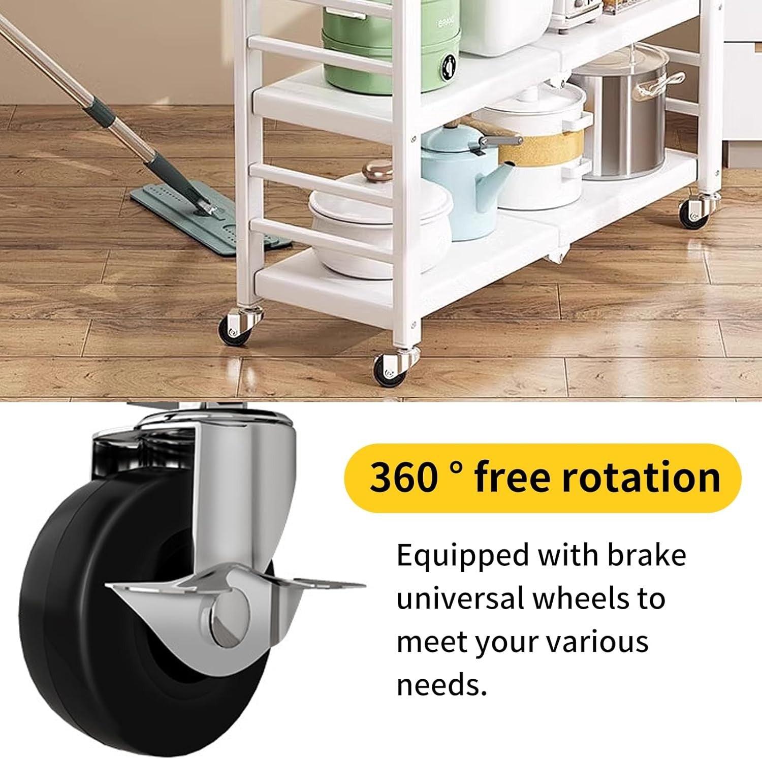 Foldable Storage Shelf Unit Rolling Cart 4 Tier Metal Kitchen Organizer