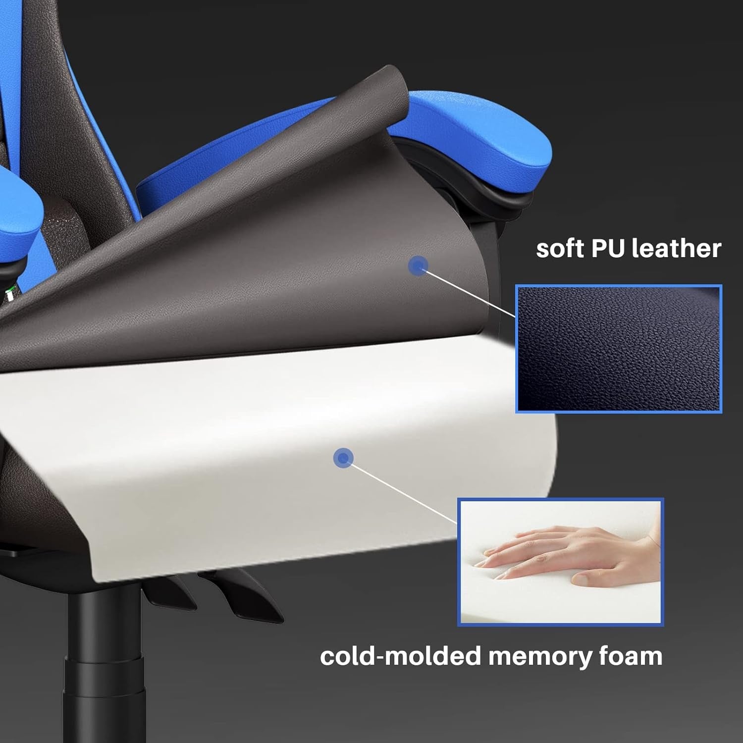 Gaming Chair Reclining PU Leather w/ Lumbar & Headrest