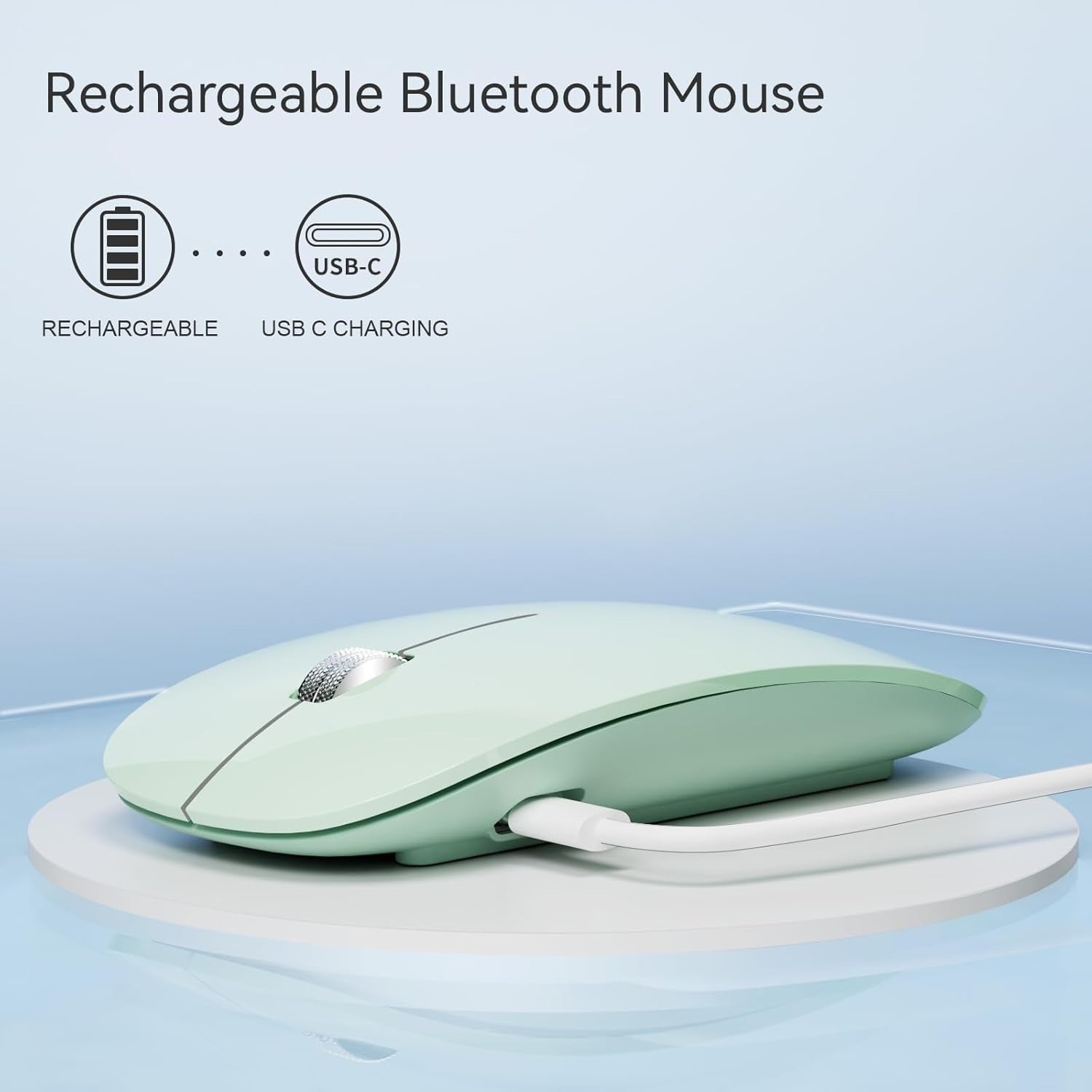 Silent Rechargeable Bluetooth Mouse Triple Device Switch Slim Ergonomic USB-C