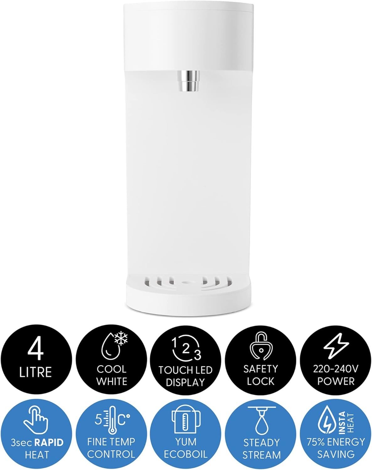 Instant Hot Water Dispenser 4L Touch LED Fast Boil Energy Saving Countertop