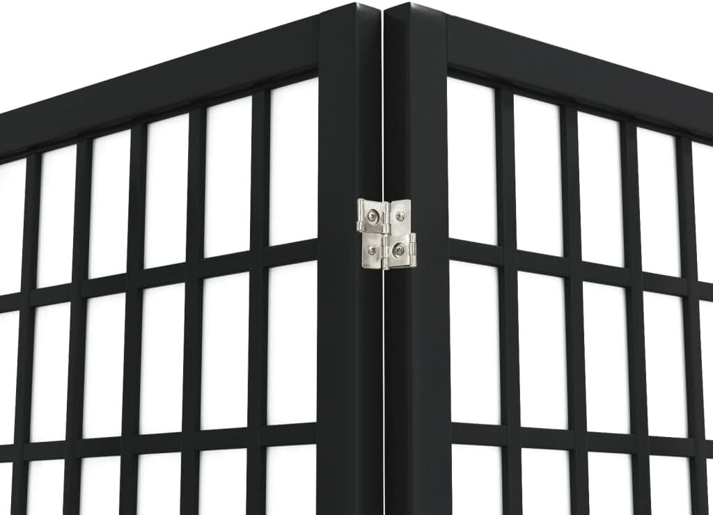 5 Panel Black Shoji Room Divider 200x170cm Folding Wooden Privacy Screen Japanes