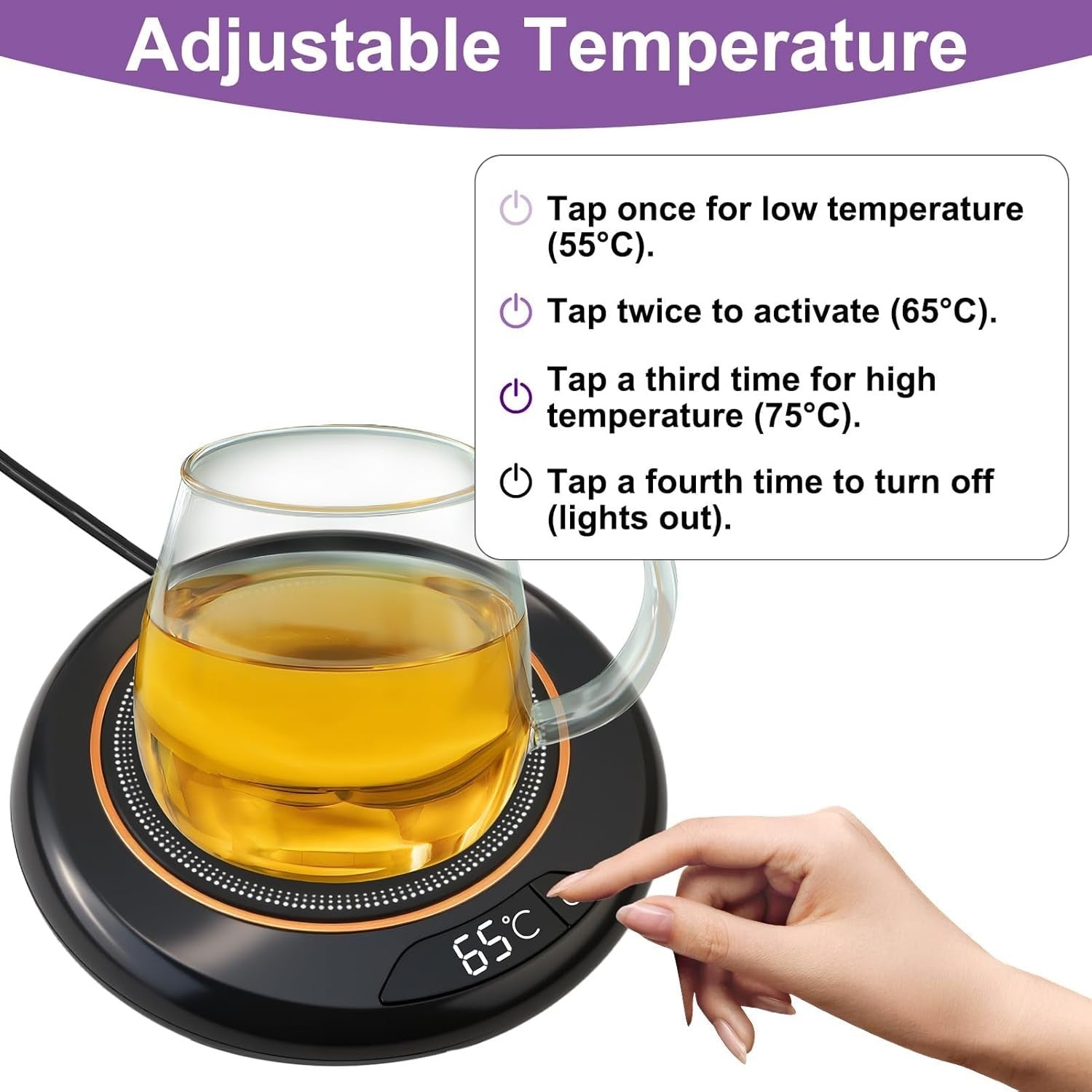 Coffee Mug Warmer USB Cup Heater 3 Temp Settings Auto Shut Off