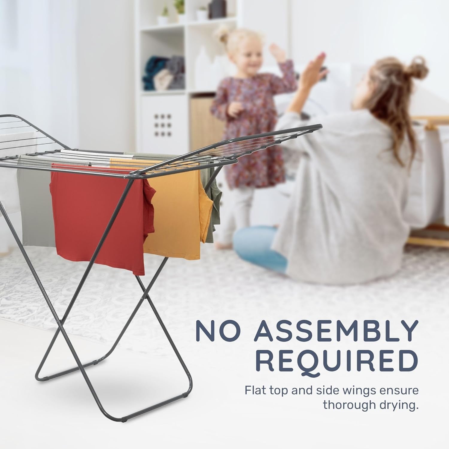 Heavy Duty Foldable Clothes Airer with Wings 22 Bars Indoor Outdoor Drying Rack