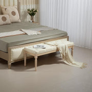 Tufted Cream End of Bed Bench Seat – Vintage Hallway Window Ottoman 115cm