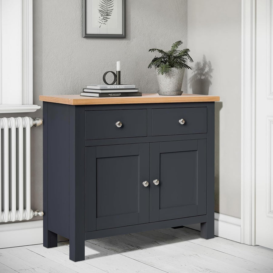 Charcoal Grey Wooden Sideboard Storage Cabinet 2 Doors 2 Drawers Hallway