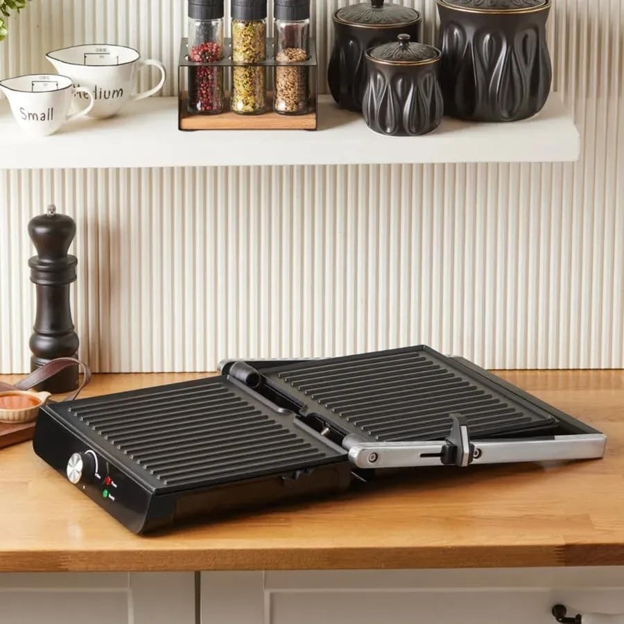 Grill & Sandwich Toaster 34.6x32.4x10cm Non-Stick Panini Press 2000W