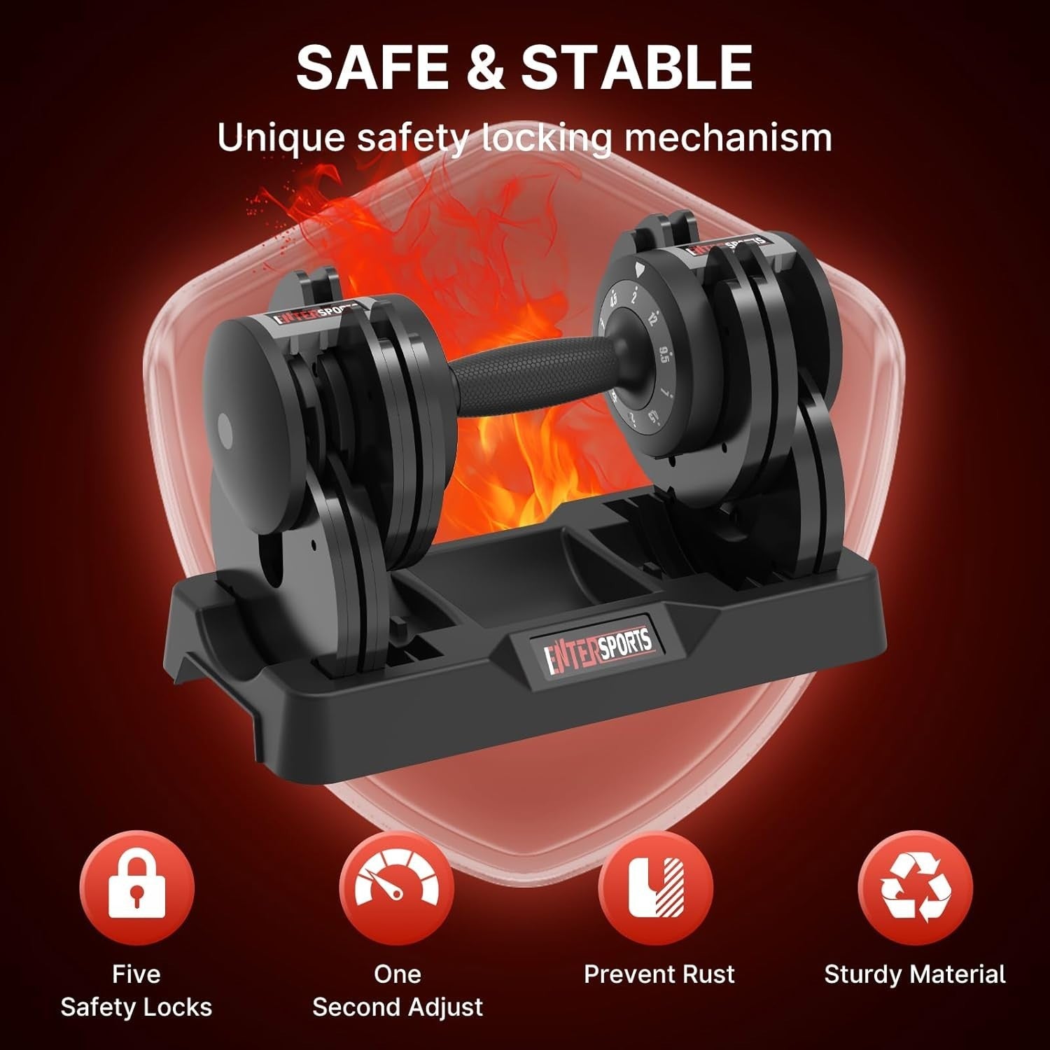 12kg Adjustable Dumbbell Set Pair 5-in-1 Quick Dial Non-Slip Home Gym