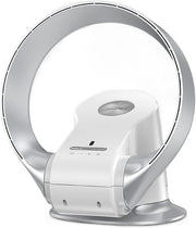 Silver Bladeless Desk Fan – 8-Speed Quiet Remote Cooling 120° Air Circulator