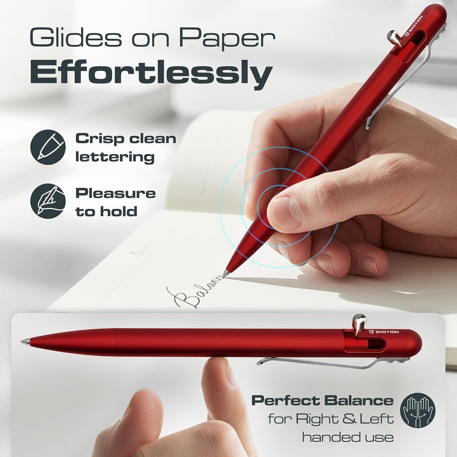 Luxury Slim Red Ballpoint Pen – Aluminium, Bolt Action, Gift Ready