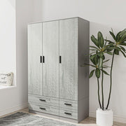 3 Door 4 Drawer Wardrobe with Hanging Rail Bedroom Storage Grey & Ash Grey
