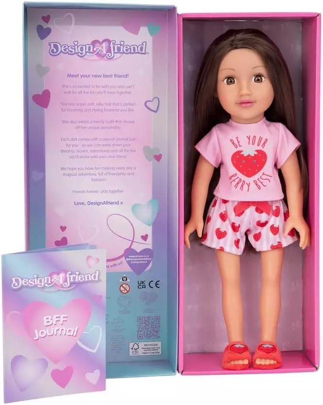 14in Sleepover Doll Soft Body Brunette Hair Pyjamas Diary Gift