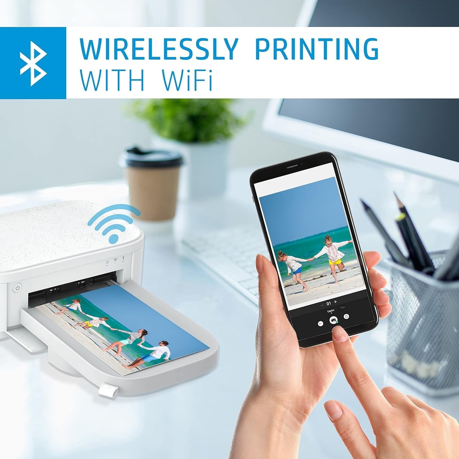 White 4x6 Wireless Instant Photo Printer Dye Sublimation Portable