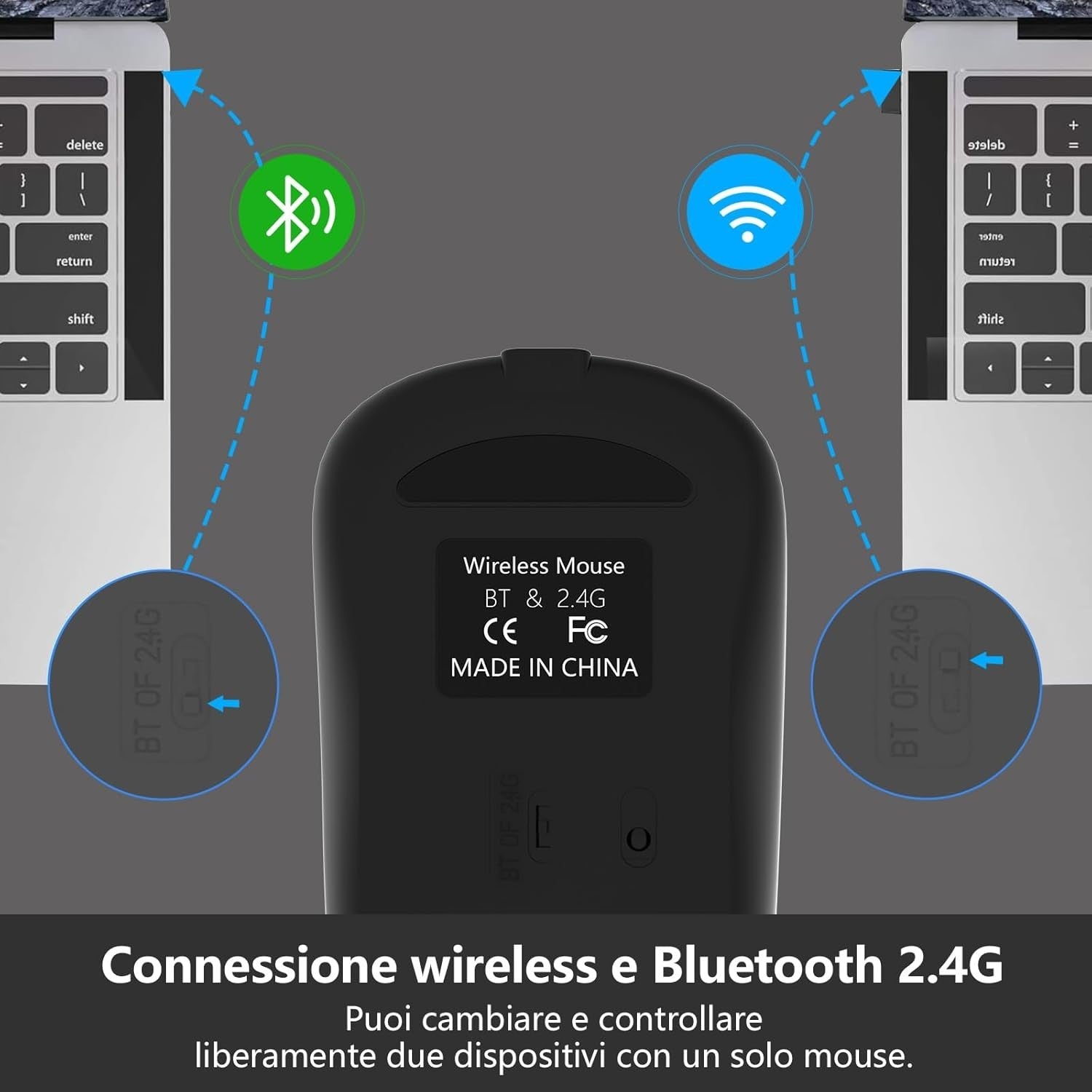 Rechargeable Bluetooth Wireless Mouse 1600 DPI RGB USB Laptop PC