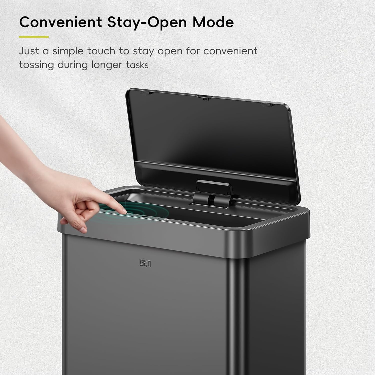 80L Motion Sensor Kitchen Bin Matte Black Stainless Steel