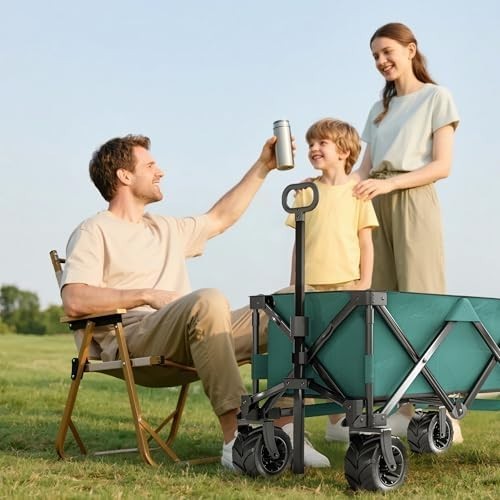 140L Folding Festival Trolley Cart Big Wheels Outdoor Garden Beach
