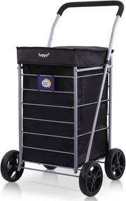 4 Wheel Lightweight Folding Shopping Trolley 75.6L Extra Large Black