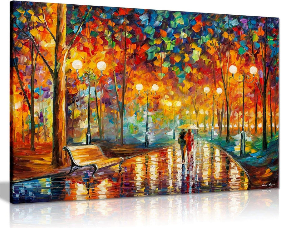Rainy Autumn Park Canvas Wall Art Print Landscape Living Room Decor 30x20