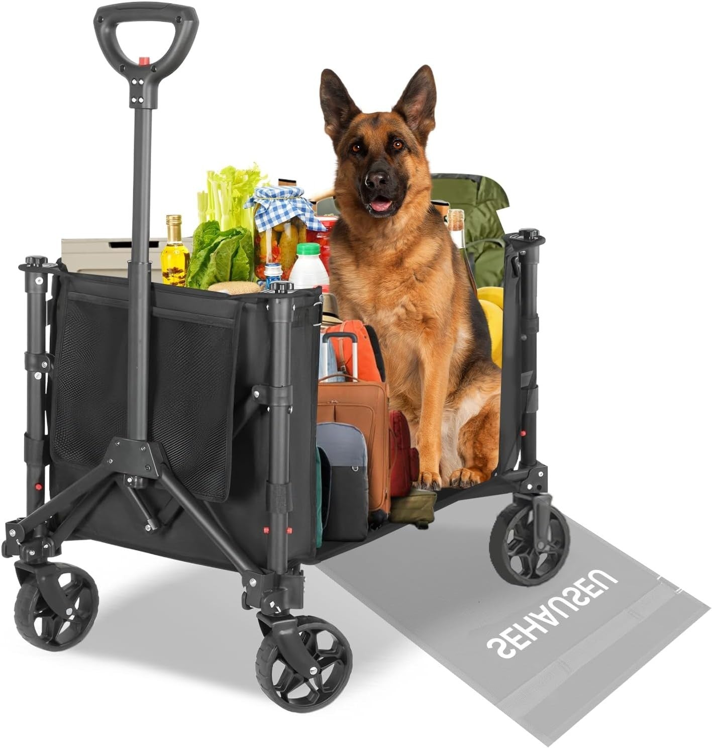 120L Folding Festival Trolley Wagon Cart With Brakes Outdoor Camping