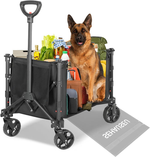 120L Folding Festival Trolley Wagon Cart With Brakes Outdoor Camping