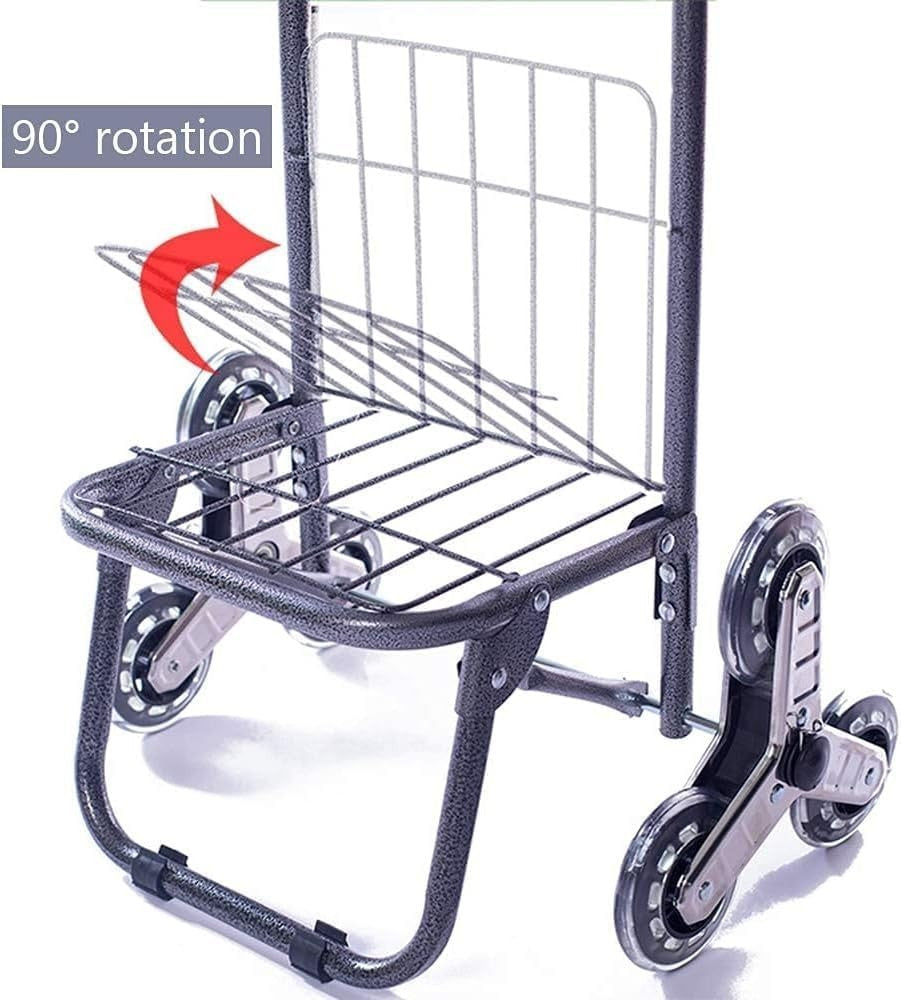 Foldable 6-Wheel Stair Climber Grocery Trolley 30L Waterproof Cart Brown