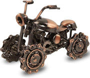 Copper Motorcycle Model Figurine - Retro Metal Desk Ornament, Unique Gift