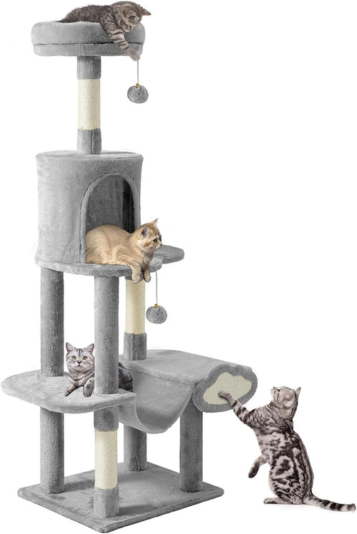 Tall Cat Tree Tower 142cm Scratching Post Hammock Condo Multi-Level