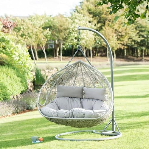 Luxury Hanging Egg Chair Outdoor Swing Seat with Cushions Patio Garden