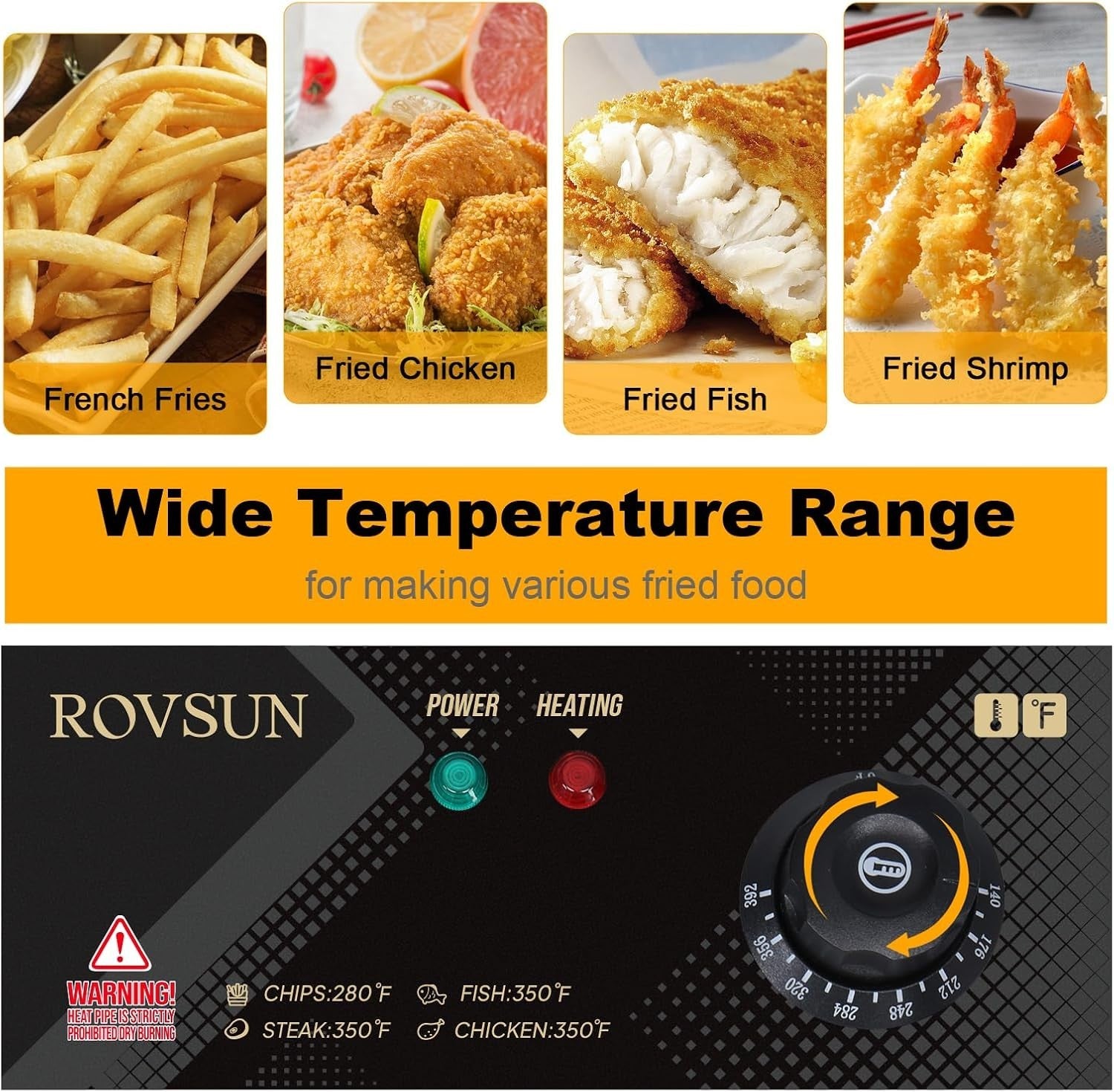 Commercial Deep Fat Fryer 6L 2500W Stainless Steel Adjustable Temp