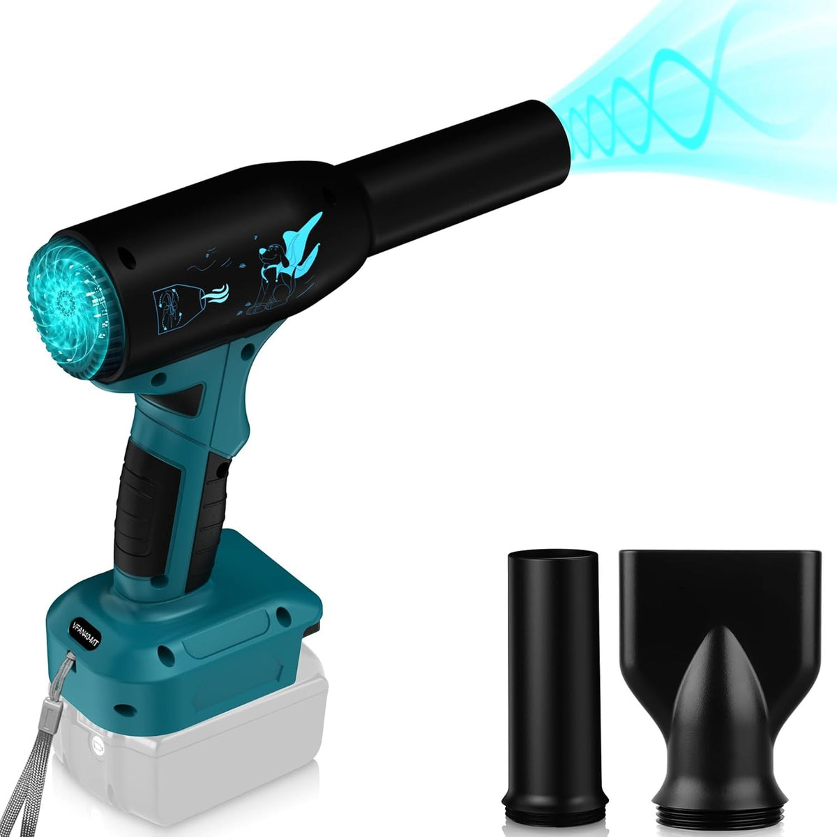 Cordless Mini Jet Blower 500W High Speed Air Duster 3 Speeds 2 Nozzles