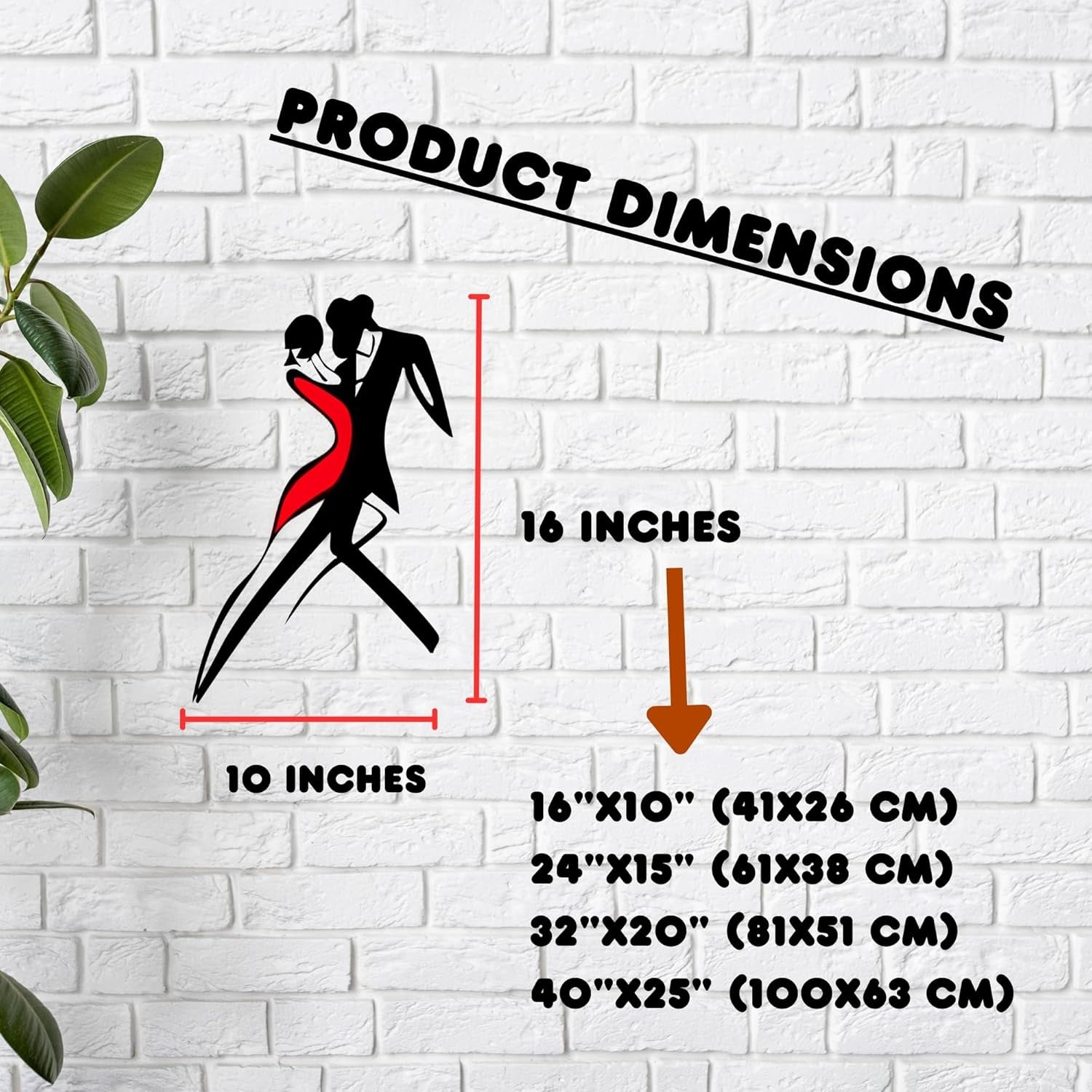 Modern Metal Wall Art Dancing Couple 41cm Abstract Decor