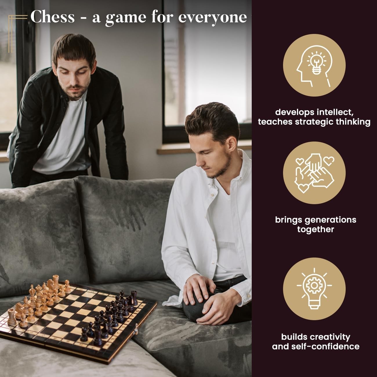 2in1 Cherry Wood Chess & Checkers Set 35cm | Foldable Board | Luxury Handmade