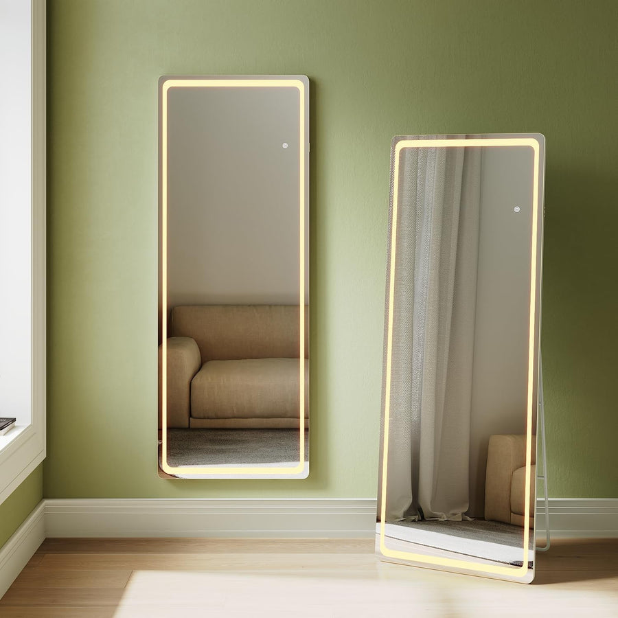 Full Length Mirror with LED Lights 160x60cm – Dimmable & Wall/Floor Mount