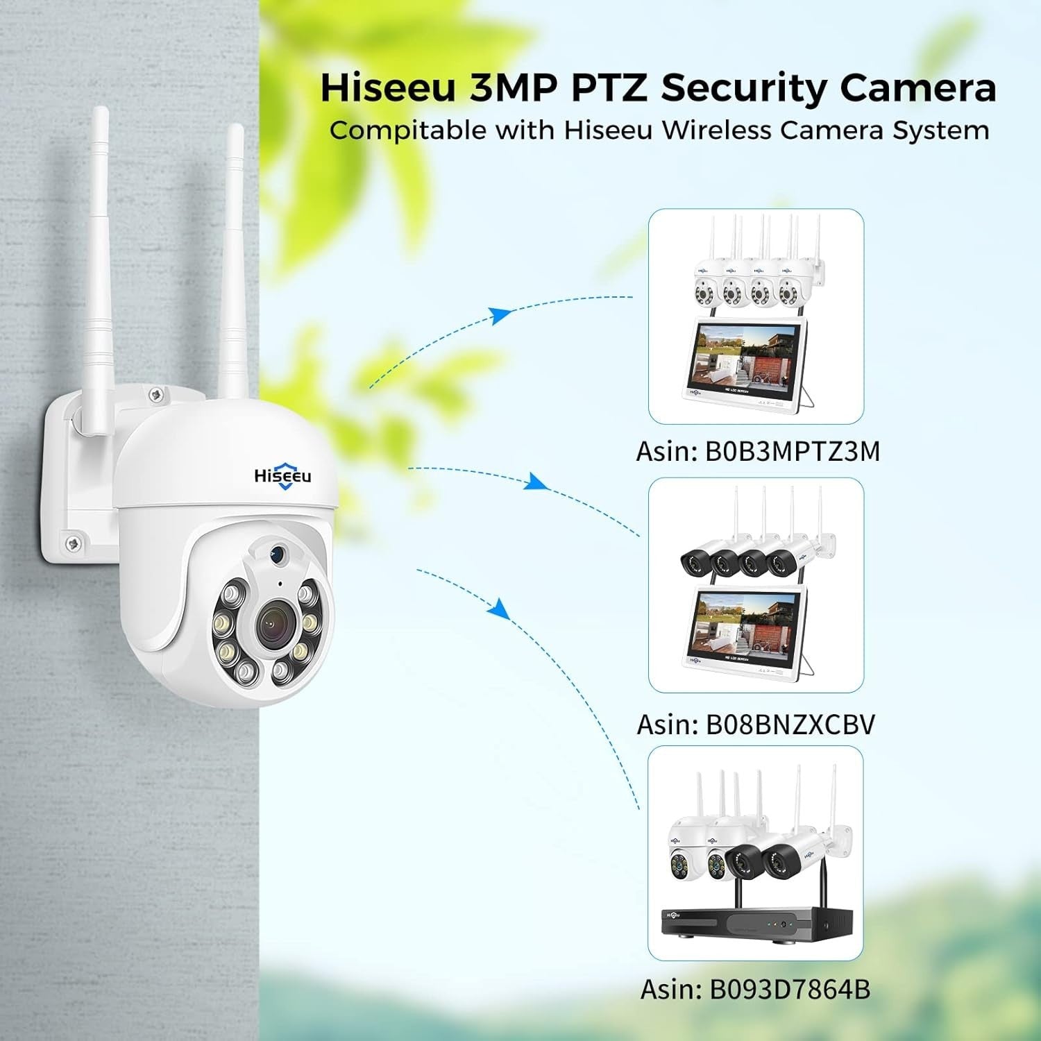 5MP PTZ Security Camera Outdoor WiFi 360° Auto Tracking Night Vision