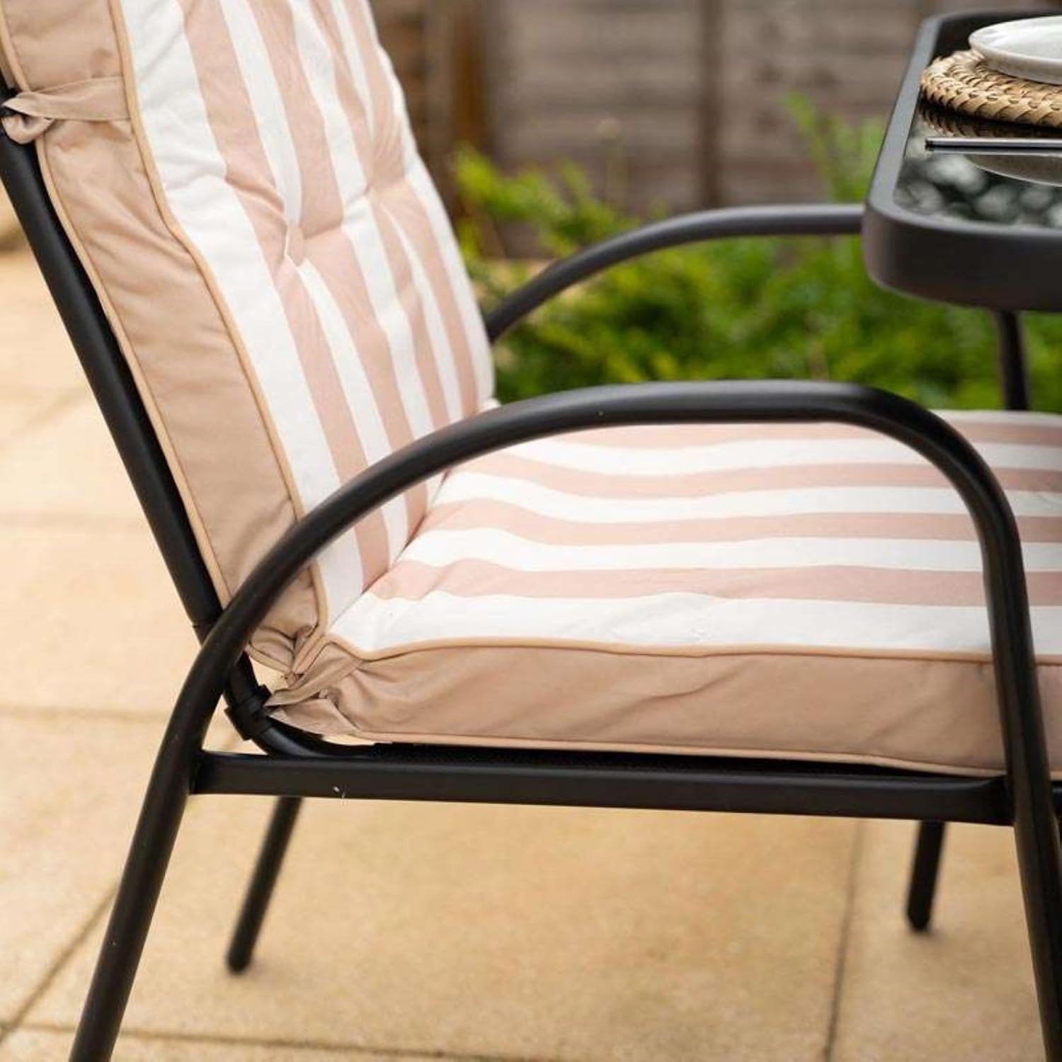 6 Seater Garden Table Set w/ Parasol Outdoor Patio Dining Furniture Beige