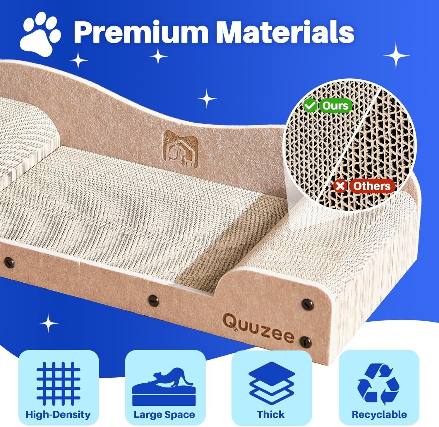 Large Cat Scratcher Lounge Bed 66cm Cardboard Scratch Pad Sofa