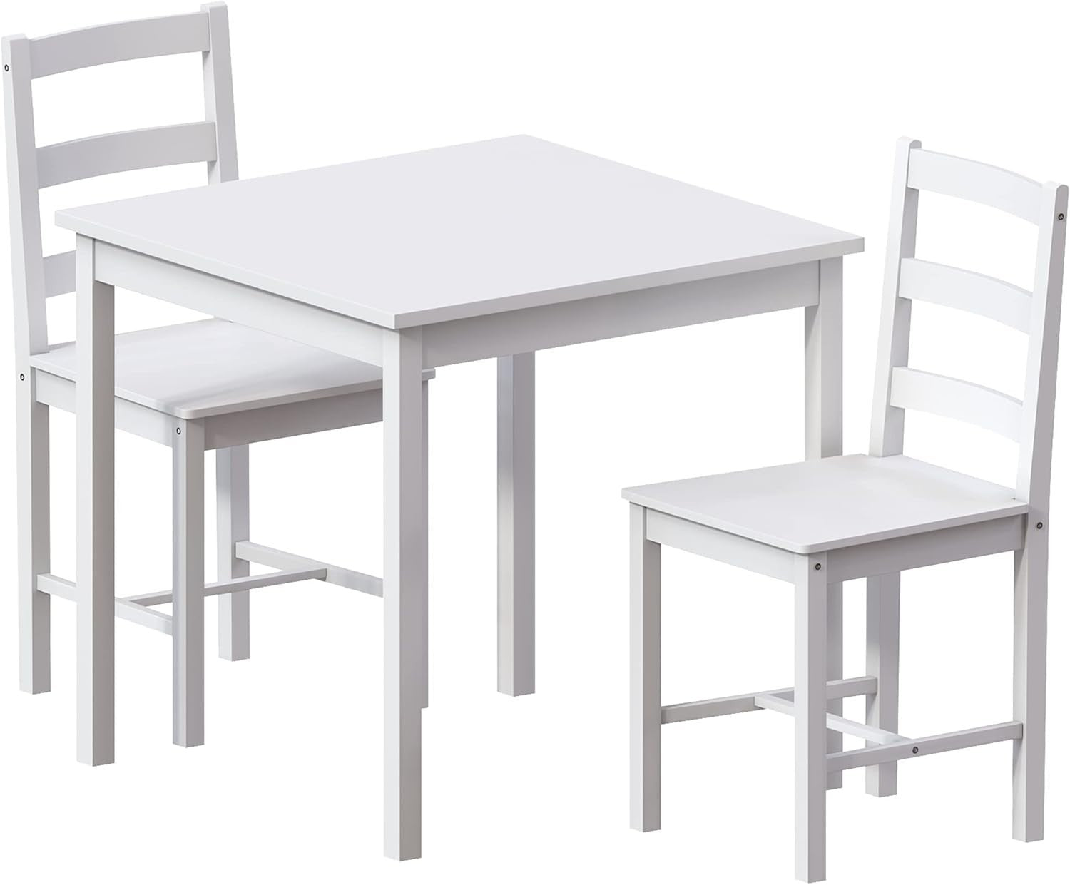 White Dining Table Set 2 Chairs | Compact Kitchen Small Space Furniture