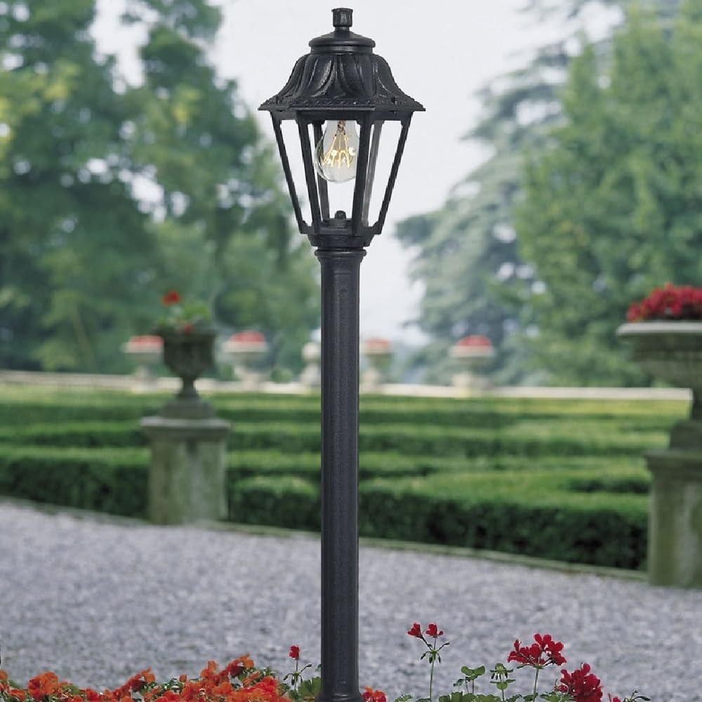 Black Traditional Outdoor Post Lantern 110cm IP55 Garden Light