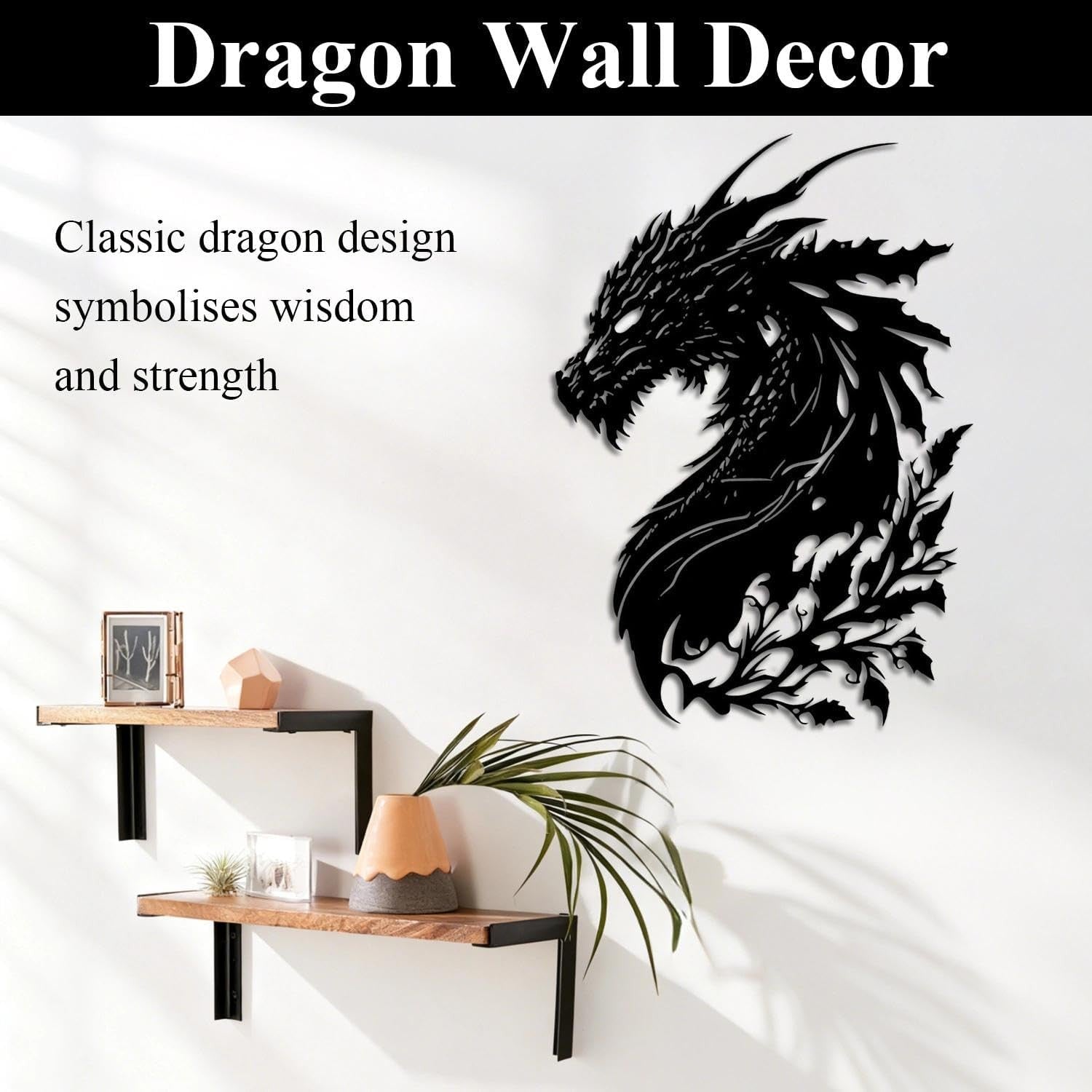 Black Metal Dragon Wall Art 11.8x8.3in Gothic Decor
