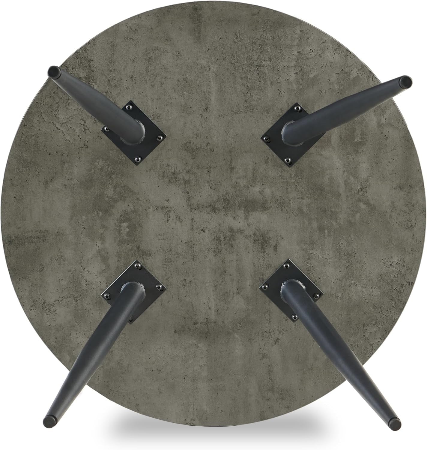 Round Grey Marble Dining Table Set with 2 Faux Suede Chairs Kitchen Room
